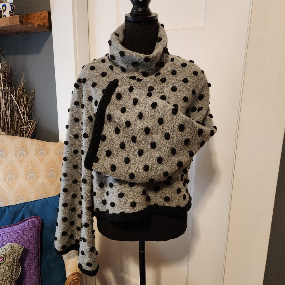 TOV HOLY Polka Dot Wool Crop Sweater - Picture 2 of 4
